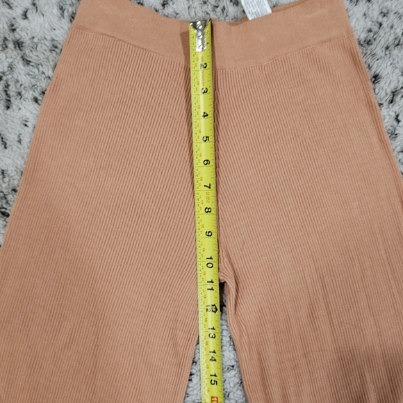 Zara SZ S Ribbed Straight Leg Hi Rise Muted Orange Elastic Waist Pull On Legging - Picture 8 of 11